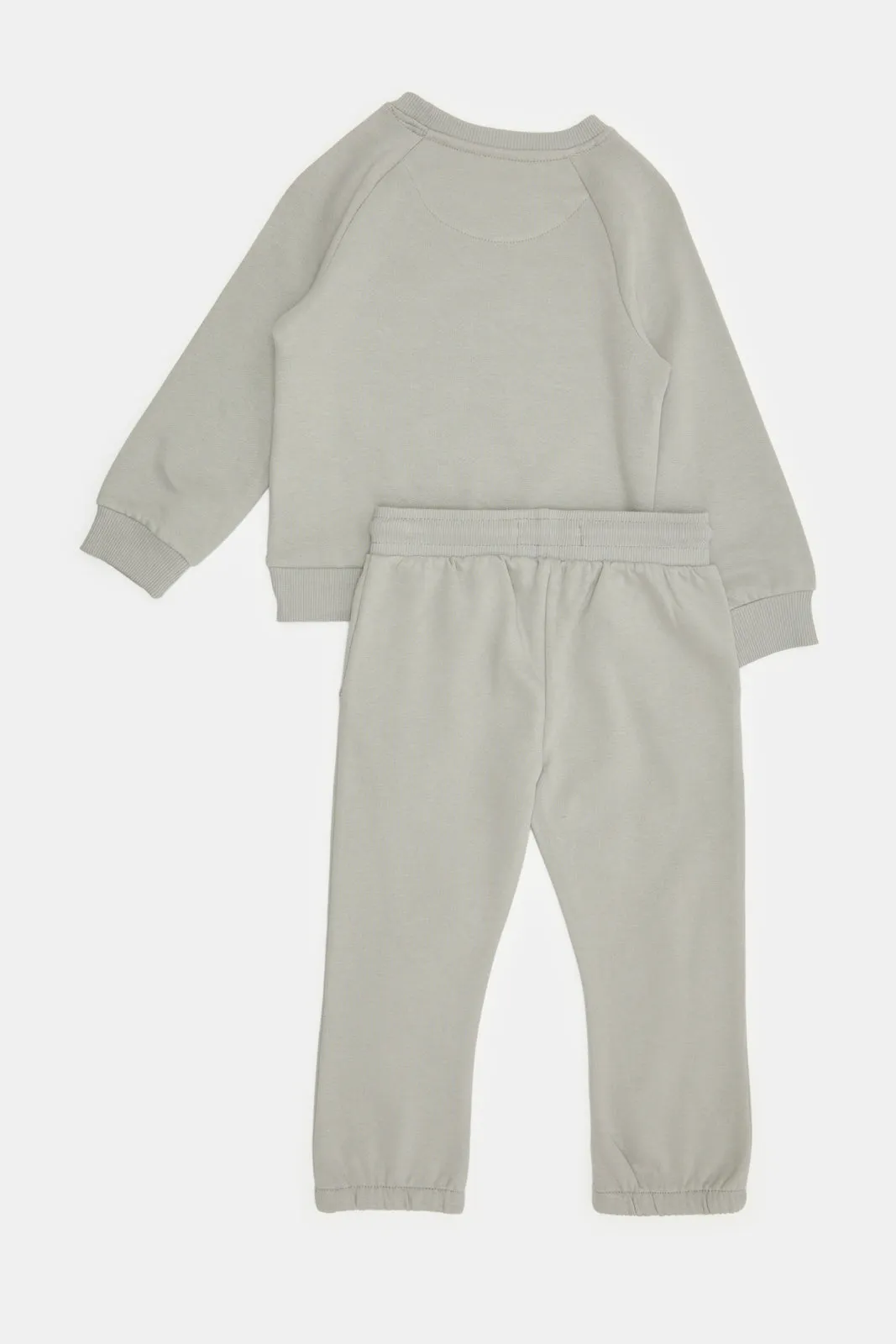 Infant Boys Grey Printed Jogging Suit (2 Piece)