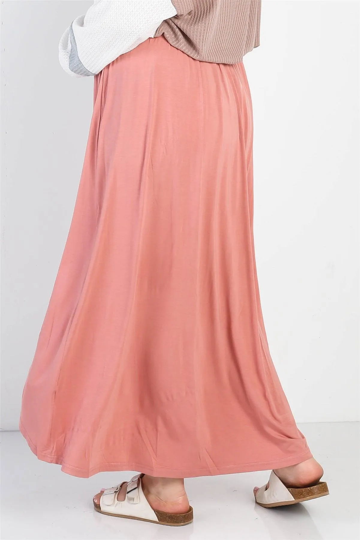 Junior Plus Blush Smocked Waist Maxi Skirt /3-2-1