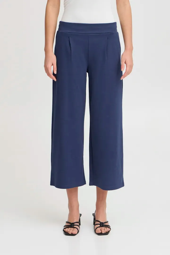 Kate Cropped Wide Leg Pants (Medieval Blue)