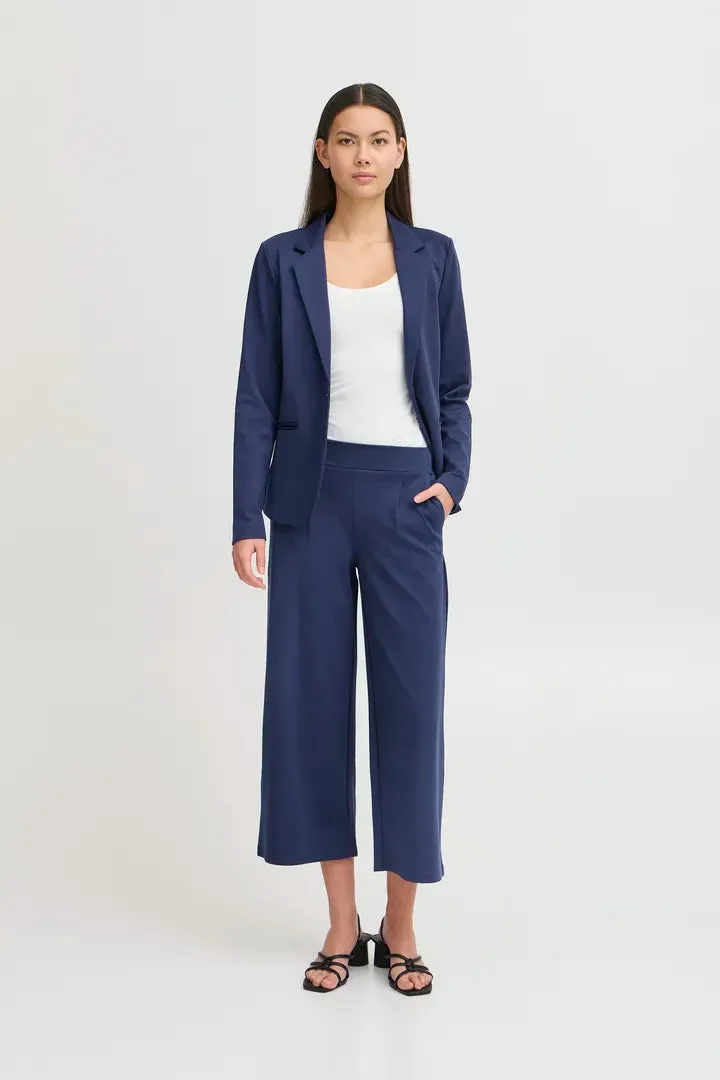 Kate Cropped Wide Leg Pants (Medieval Blue)