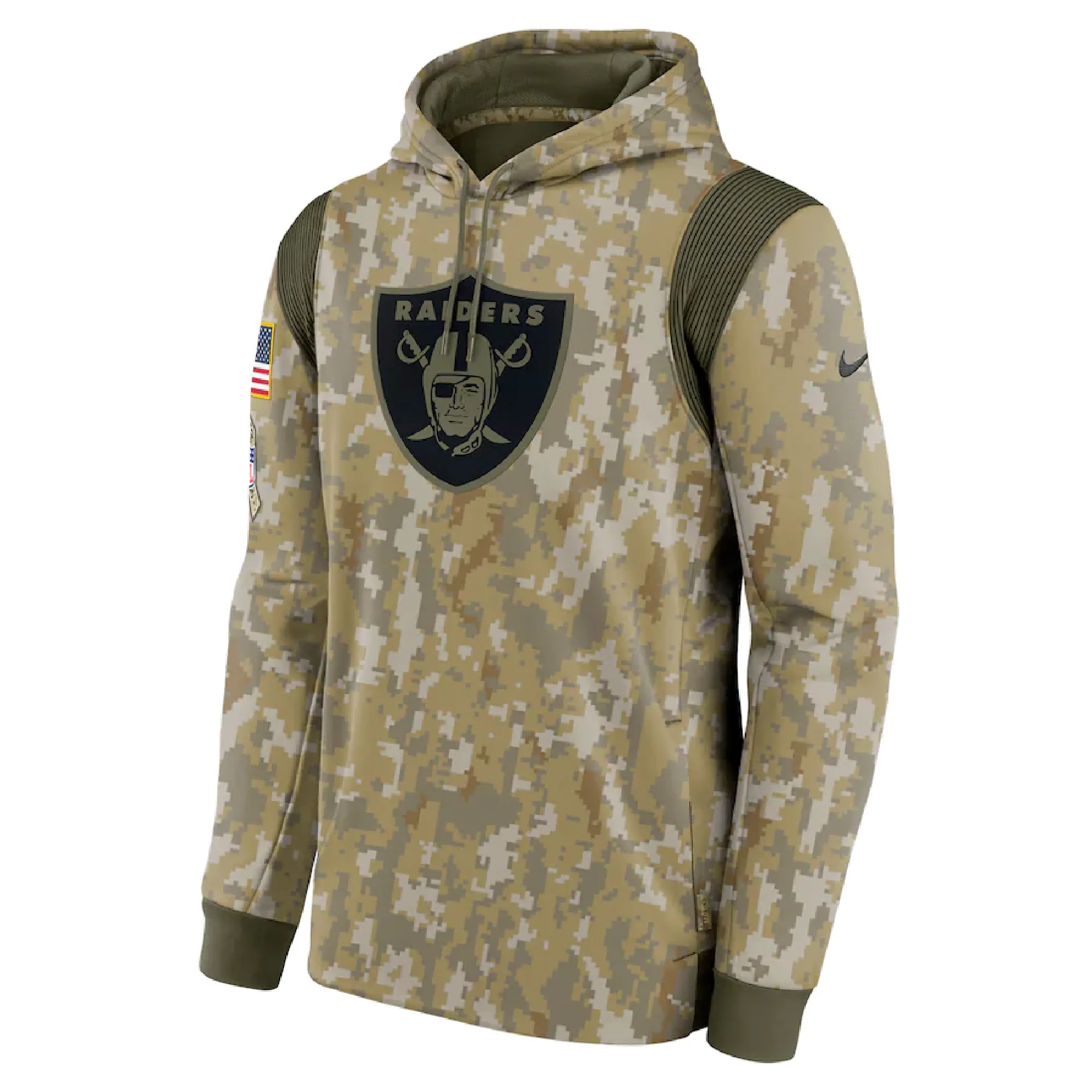 Las Vegas Raiders Nike 2021 Salute To Service Therma Performance Pullover Hoodie - Camo