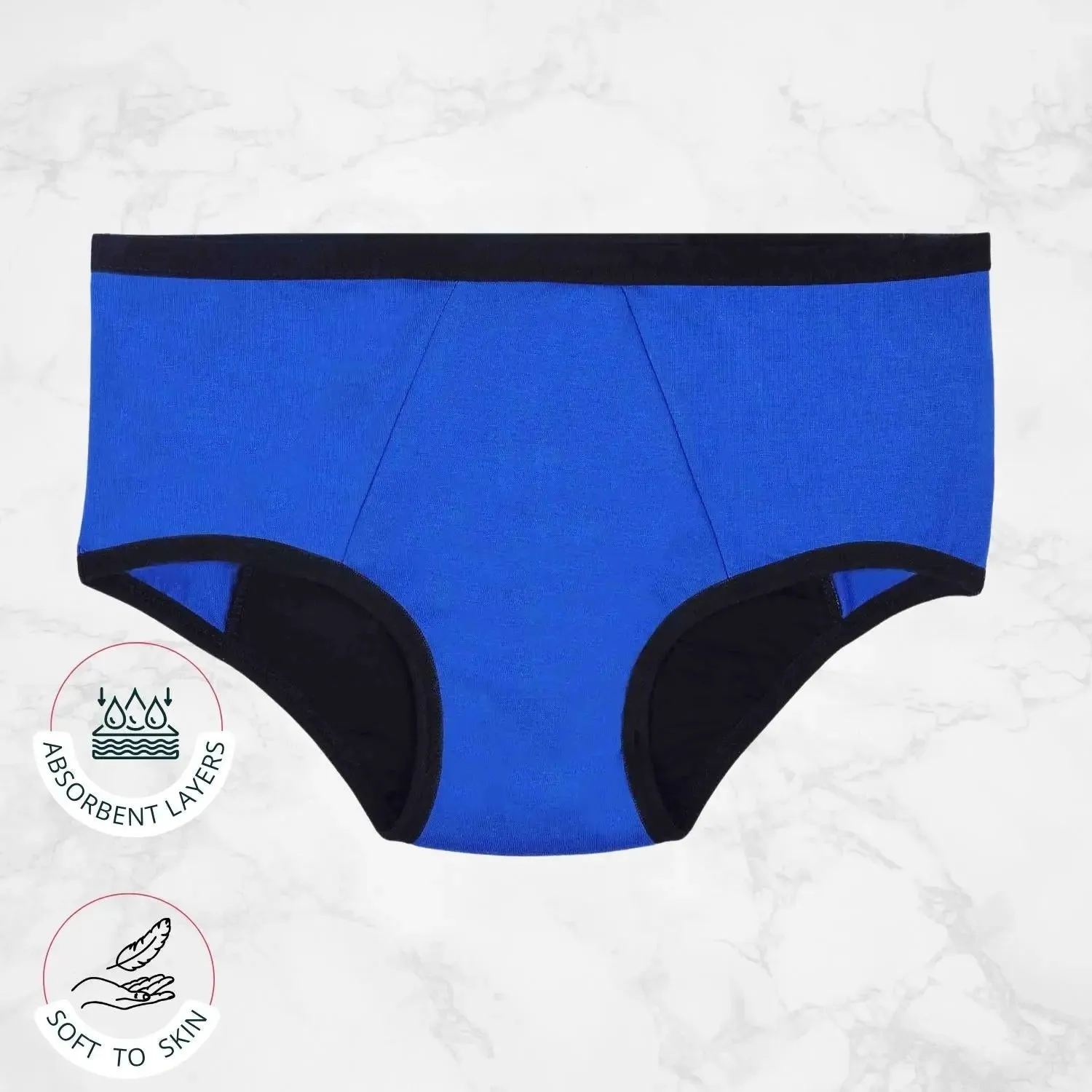 Leakproof & Reusable Royal Blue Period Underwear For Teenager Girls With Antimicrobial Lining | No Pad Needed Pack-of-1