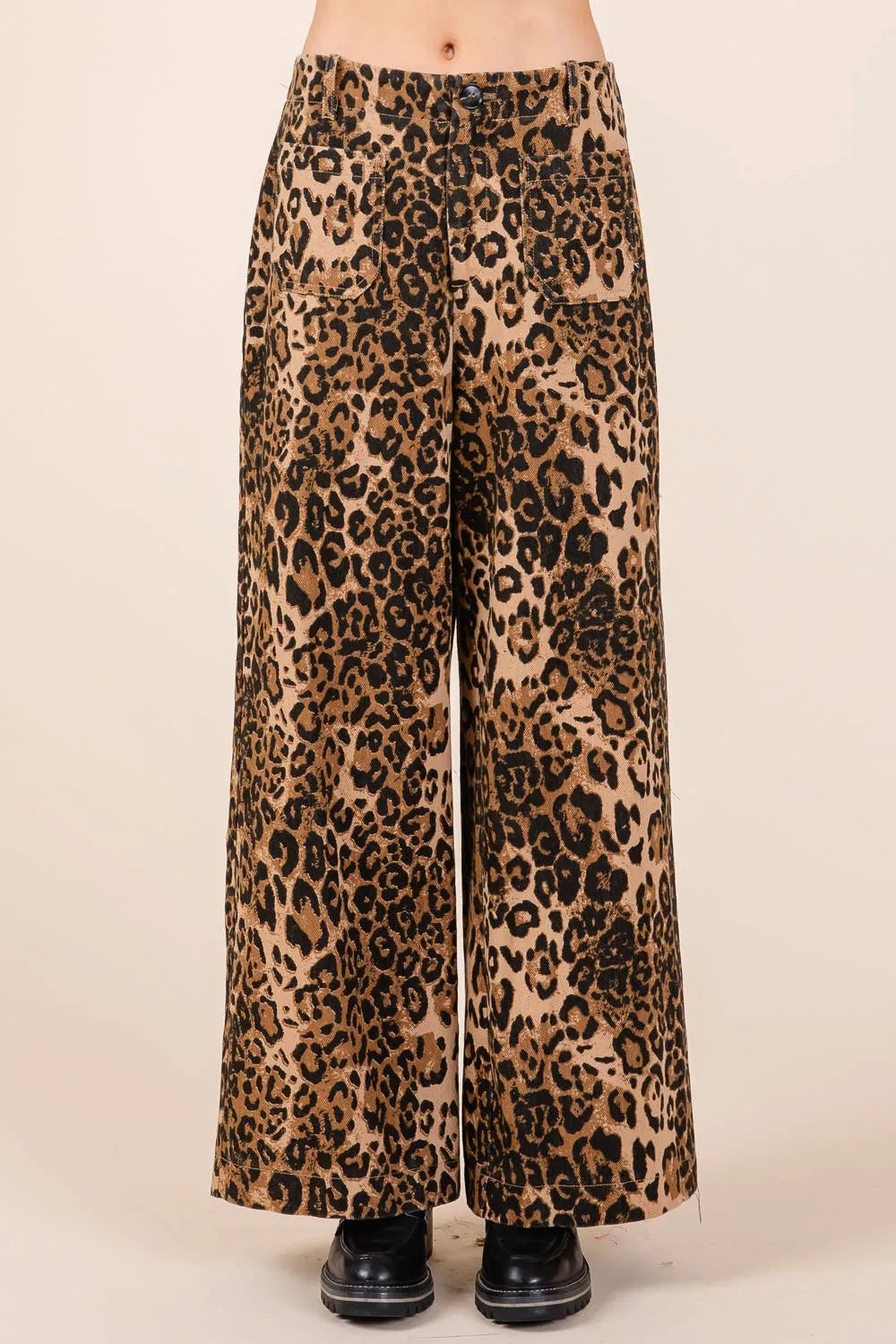 Leopard Print Wide Leg Pants