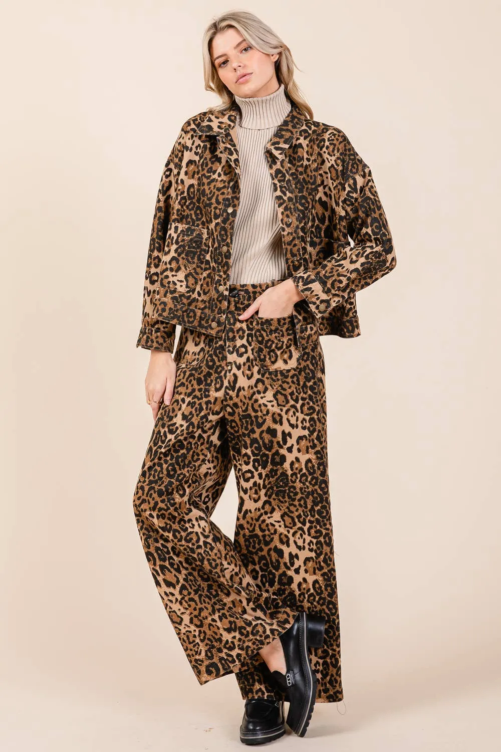 Leopard Print Wide Leg Pants