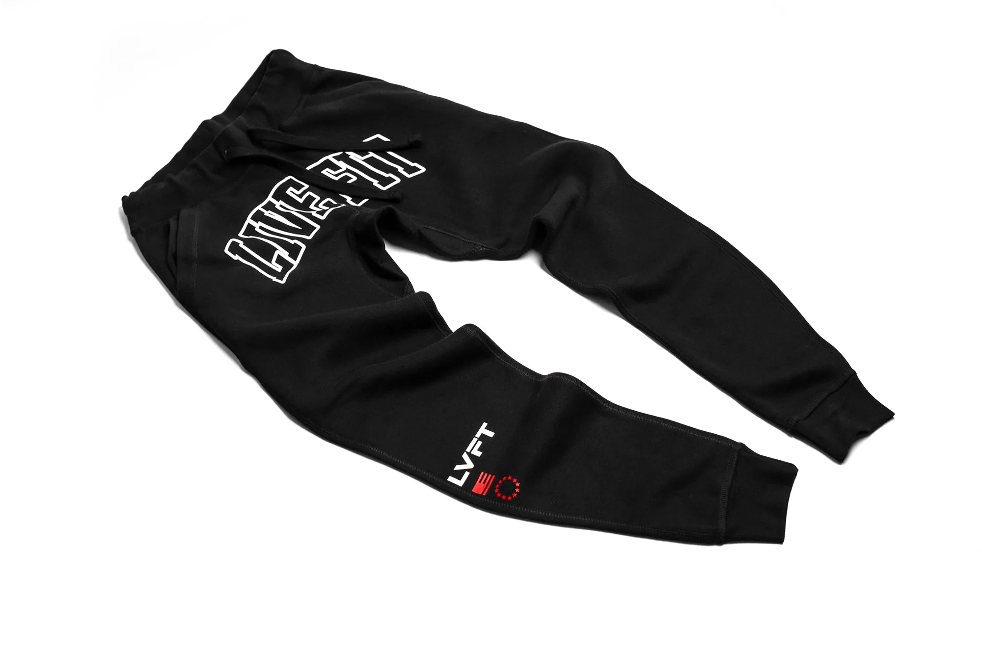 Letterman Fleece Joggers - Black