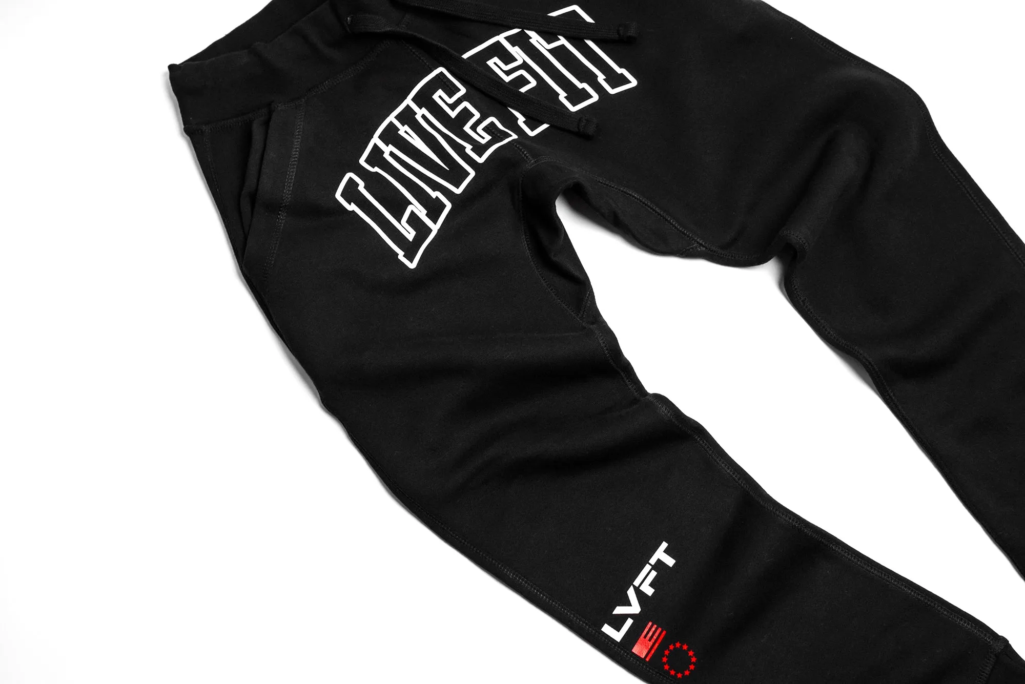 Letterman Fleece Joggers - Black