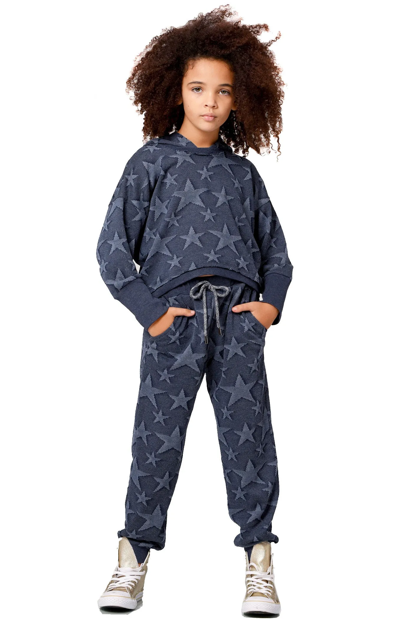 Little Girl's Star Print Knitted Joggers