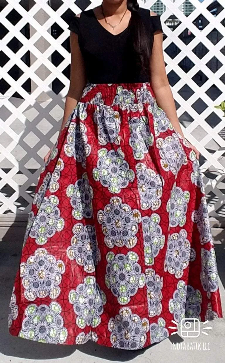 Long Maxi Skirt/ Printed- 1003