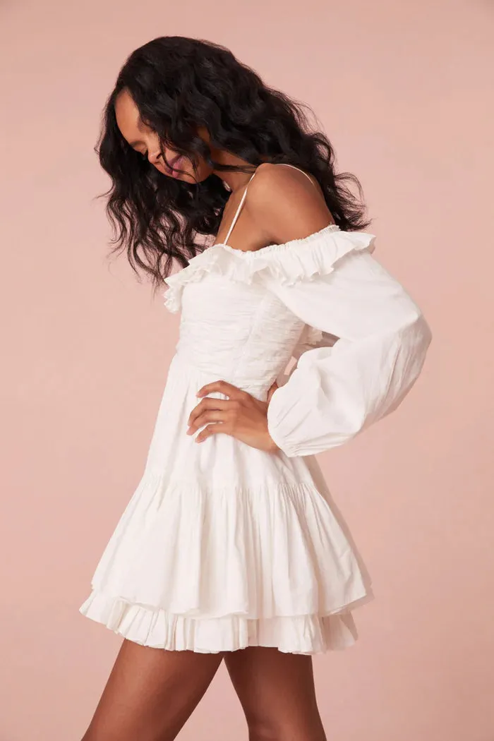 Loveshackfancy Zennia Off Shoulder Dress in White