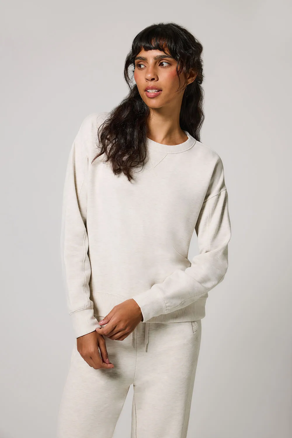 Luxe Lounge Sweatshirt - Vanilla Marl