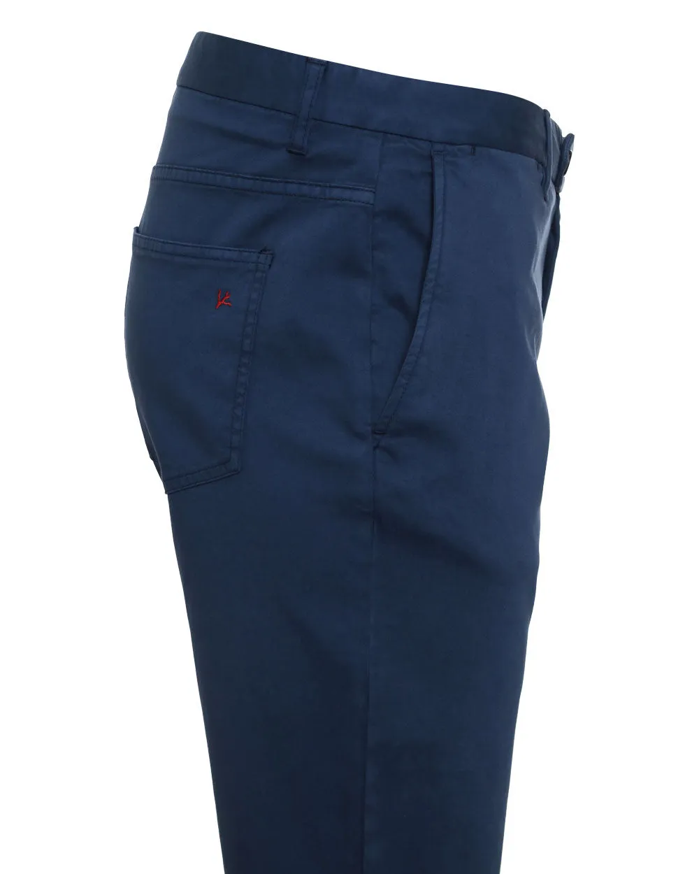 Medium Blue Cotton Blend Garment Dyed Chino Pant