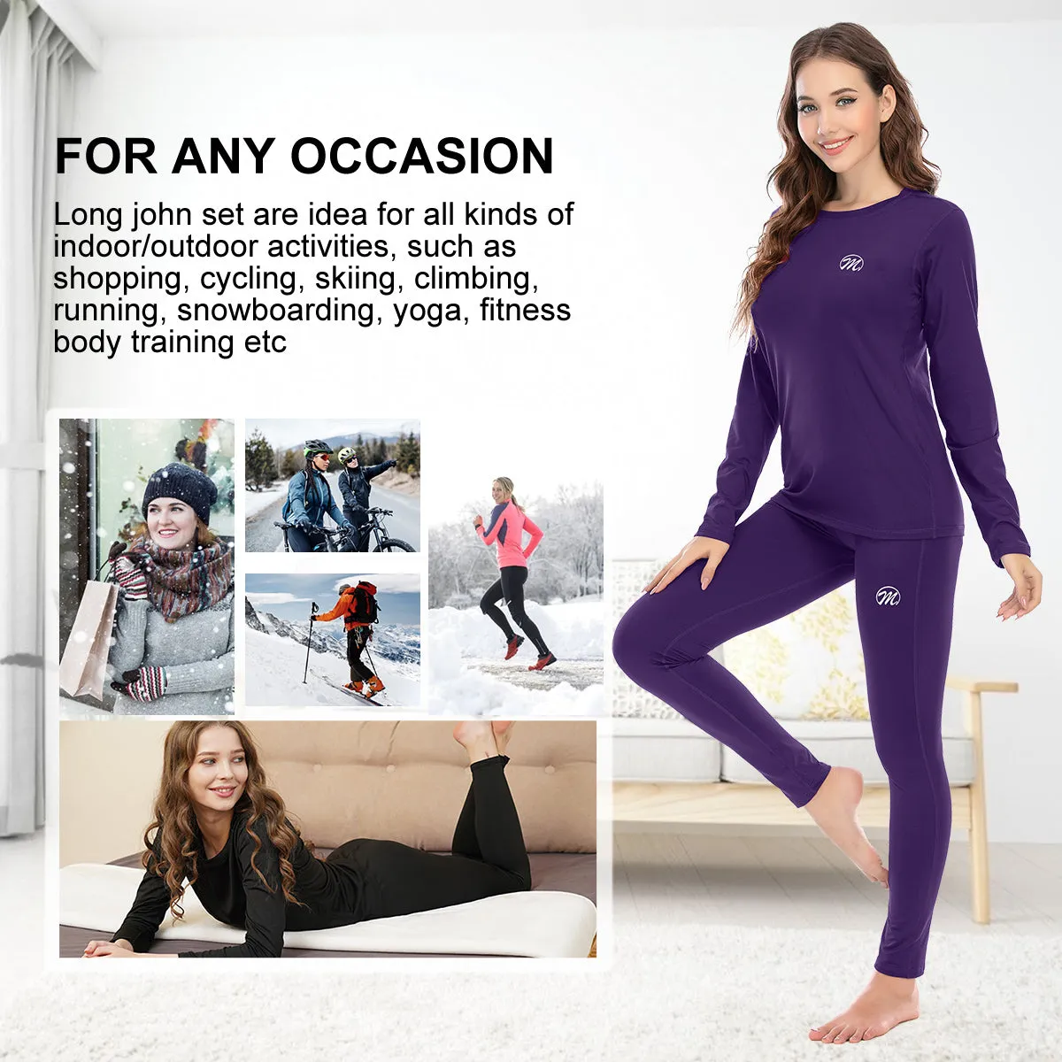 MEETWEE ALL-PURPLE Winter Thermal Underwear Set