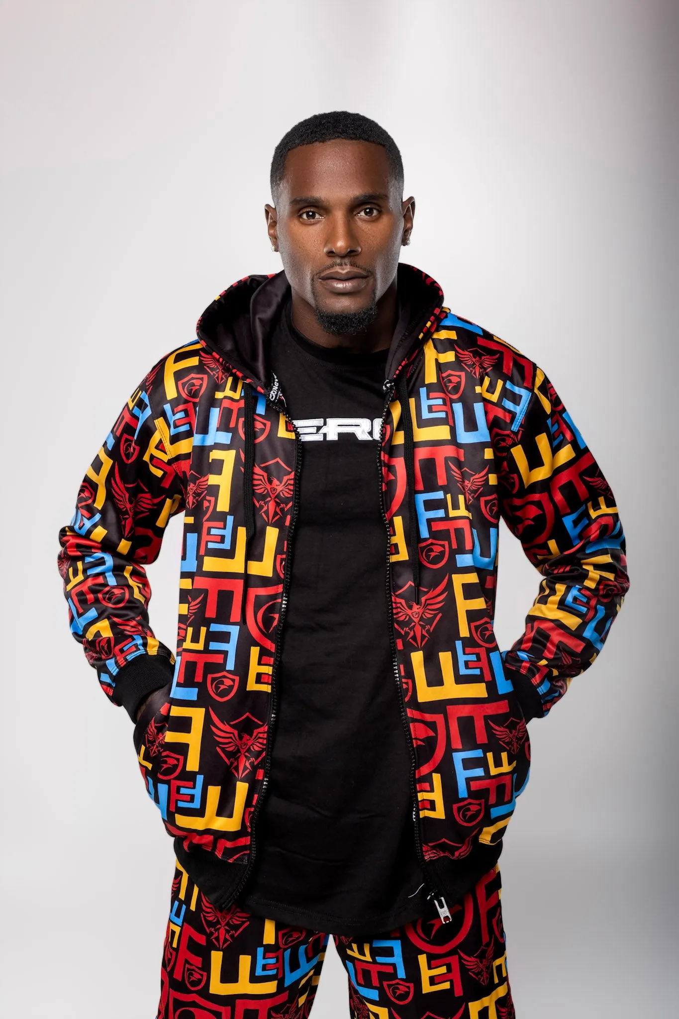 Men Colorful Fleece Zip Hoodie