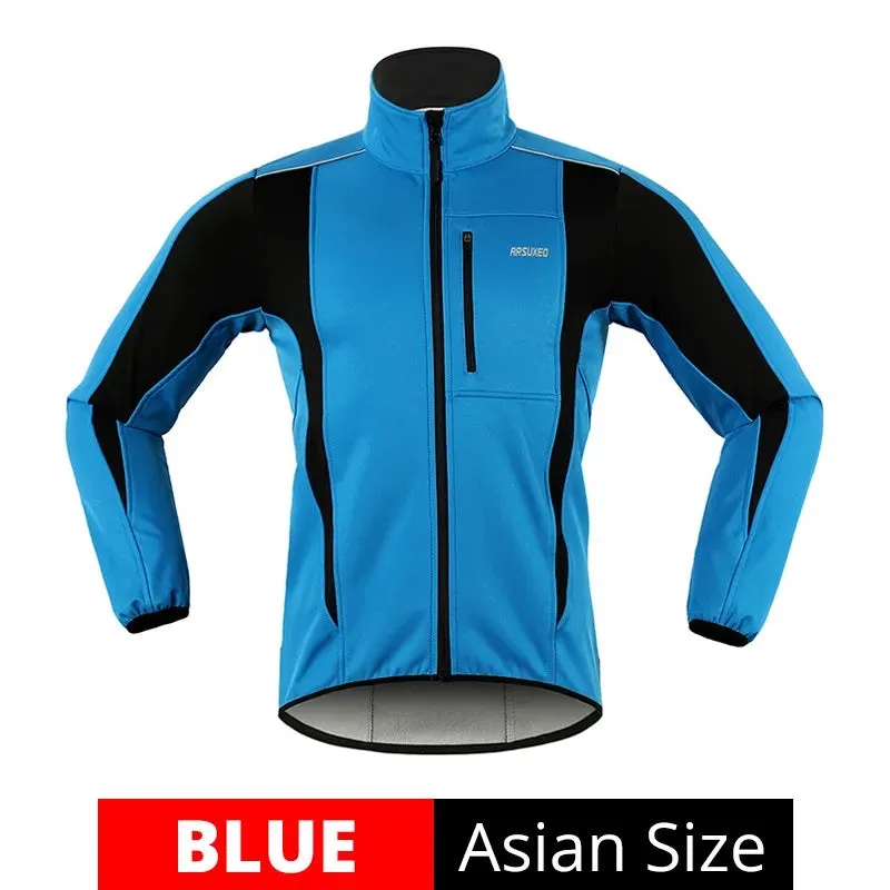 Men Cycling Reflective Jacket Thermal Fleece Winter Windproof Waterproof Jersey Autumn Bicycle Windbreaker MTB Bike Clothing