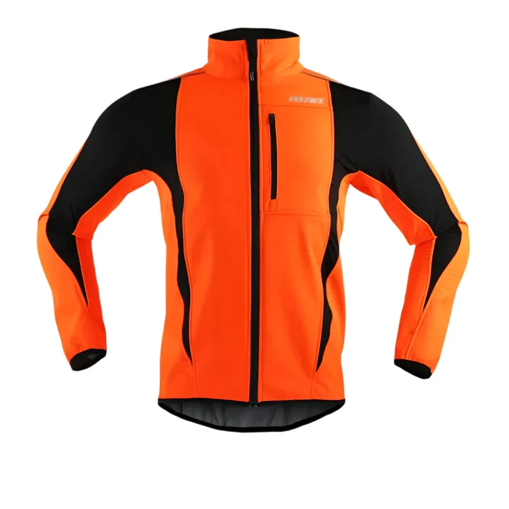 Men Cycling Reflective Jacket Thermal Fleece Winter Windproof Waterproof Jersey Autumn Bicycle Windbreaker MTB Bike Clothing