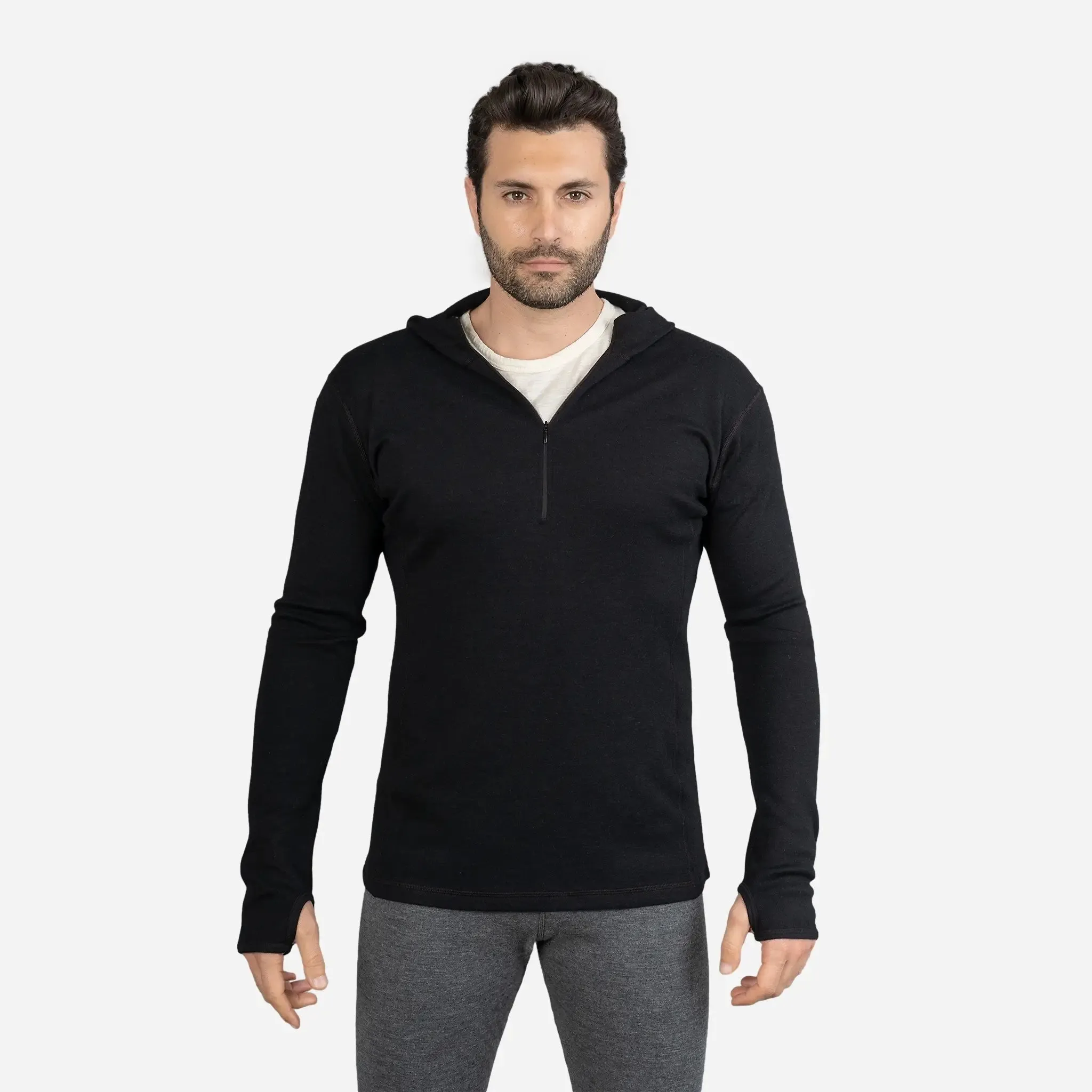 Men's Alpaca Wool Hoodie: 300 Lightweight Half-Zip