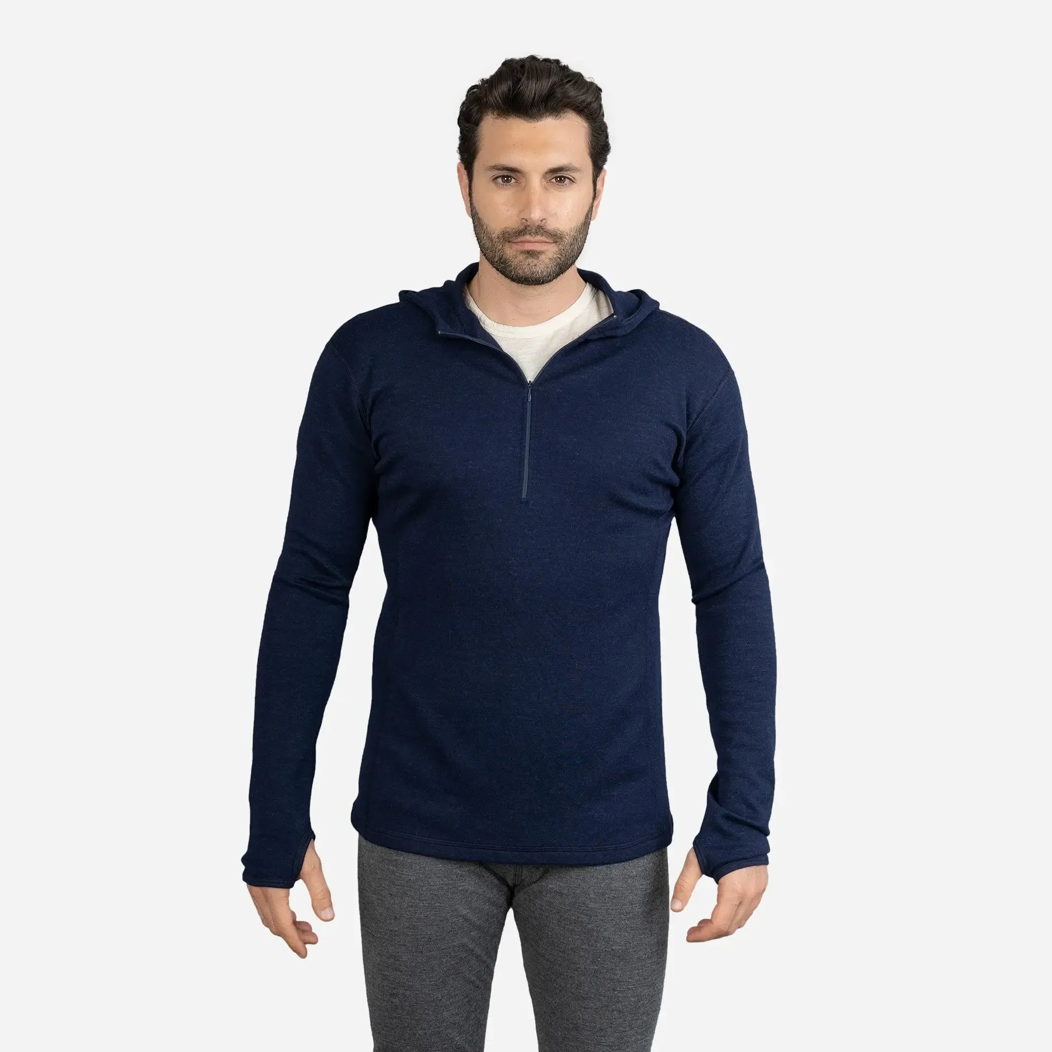 Men's Alpaca Wool Hoodie: 300 Lightweight Half-Zip