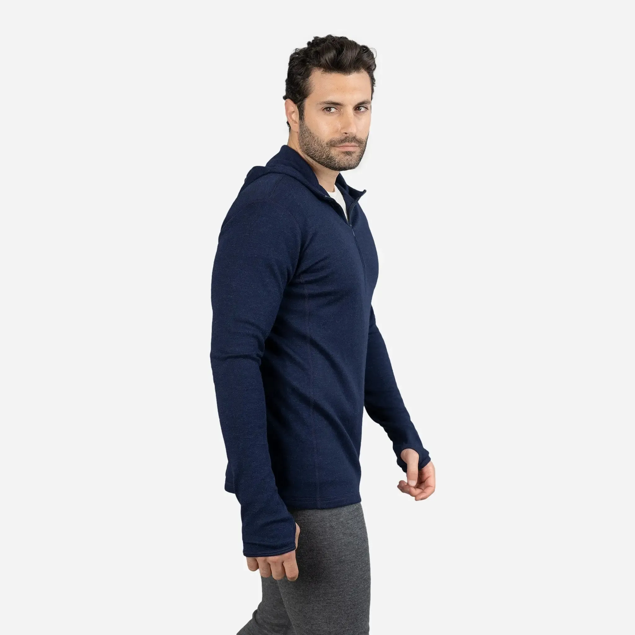 Men's Alpaca Wool Hoodie: 300 Lightweight Half-Zip