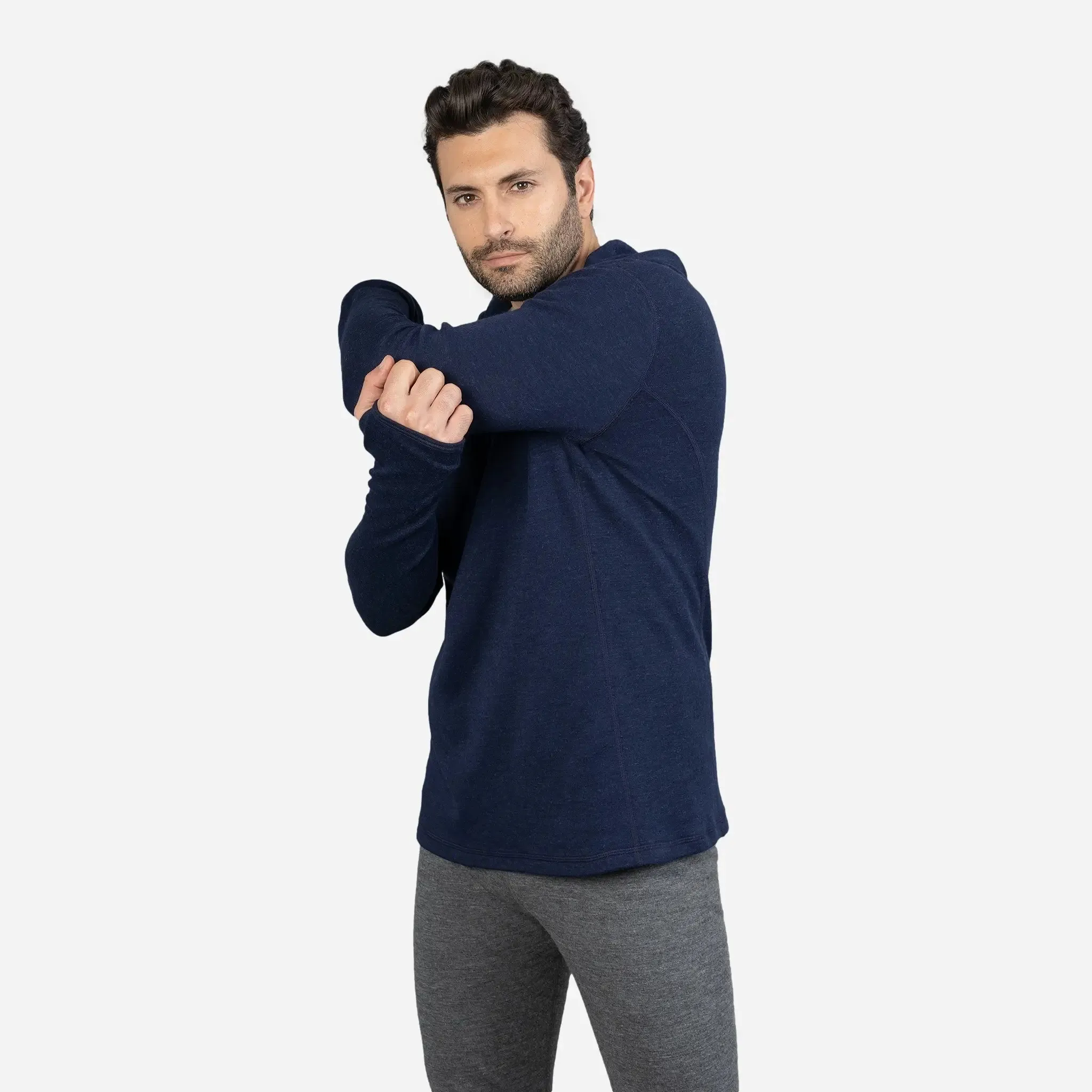 Men's Alpaca Wool Hoodie: 300 Lightweight Half-Zip