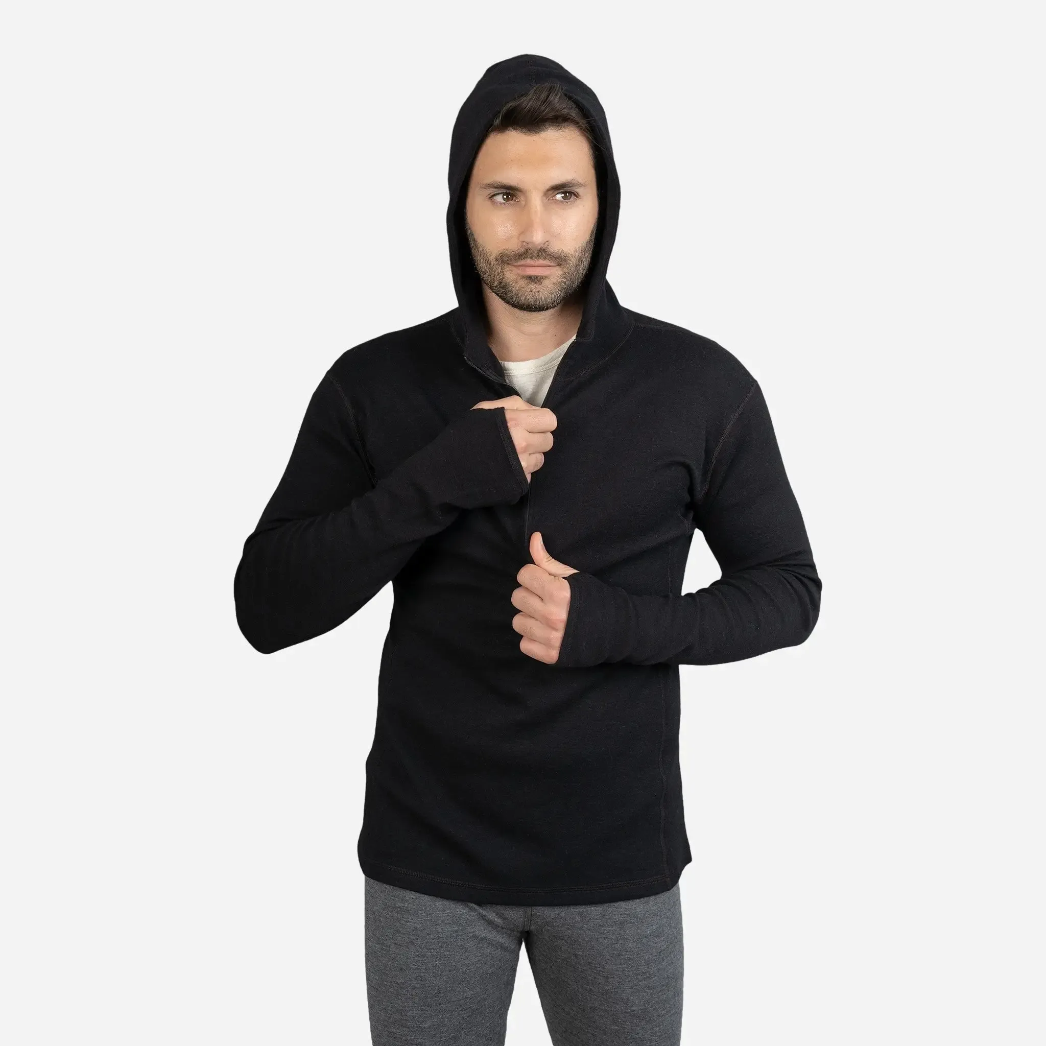 Men's Alpaca Wool Hoodie: 300 Lightweight Half-Zip