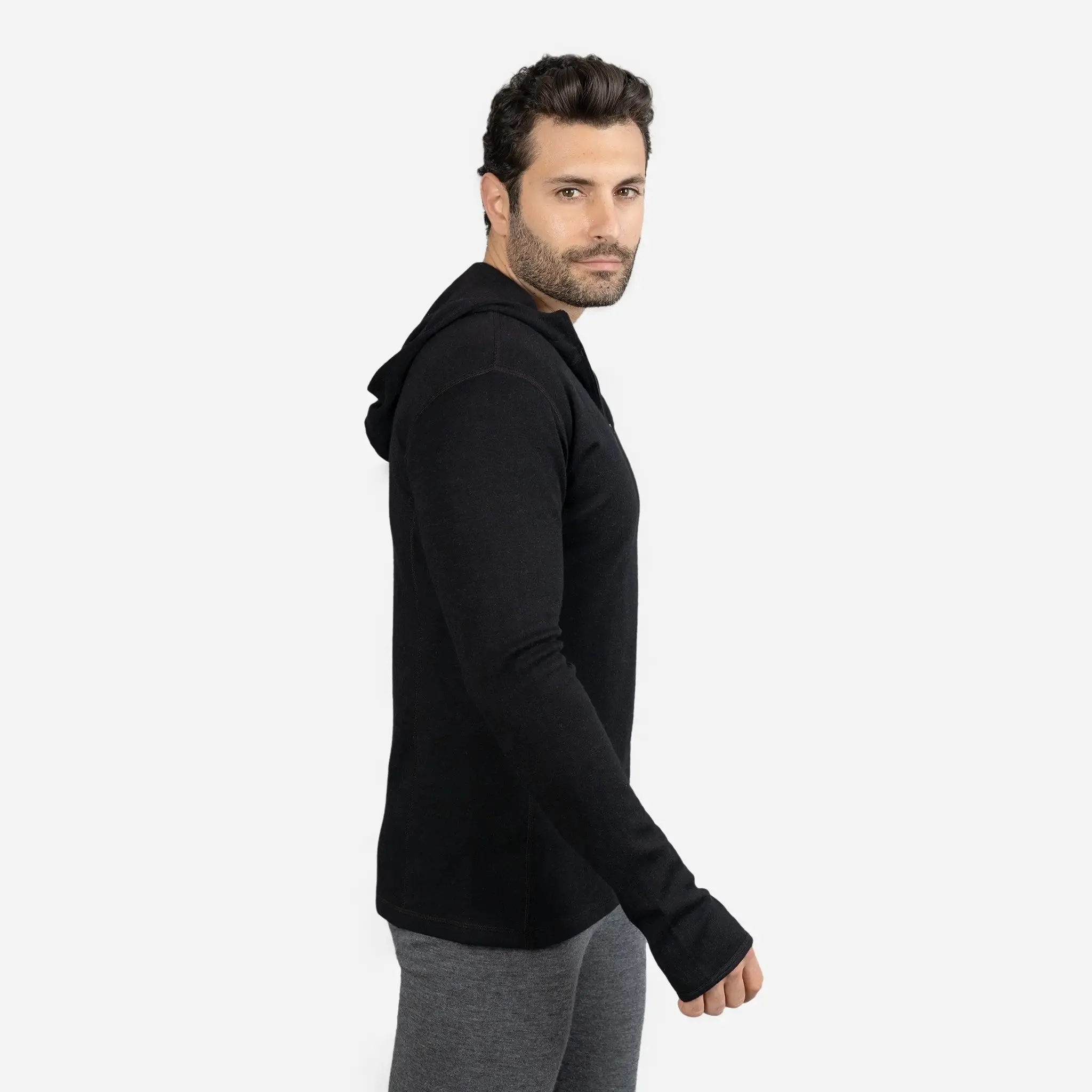 Men's Alpaca Wool Hoodie: 300 Lightweight Half-Zip