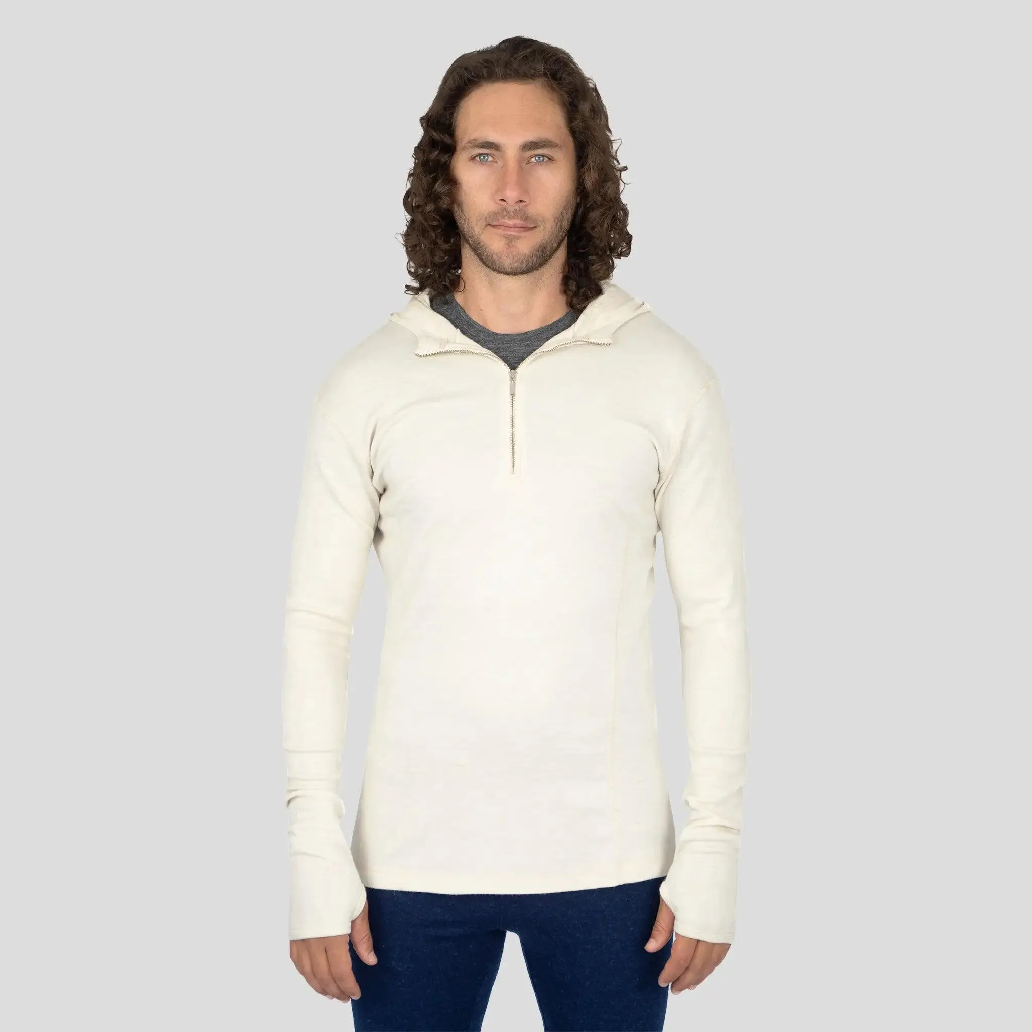 Men's Alpaca Wool Hoodie: 300 Lightweight Half-Zip