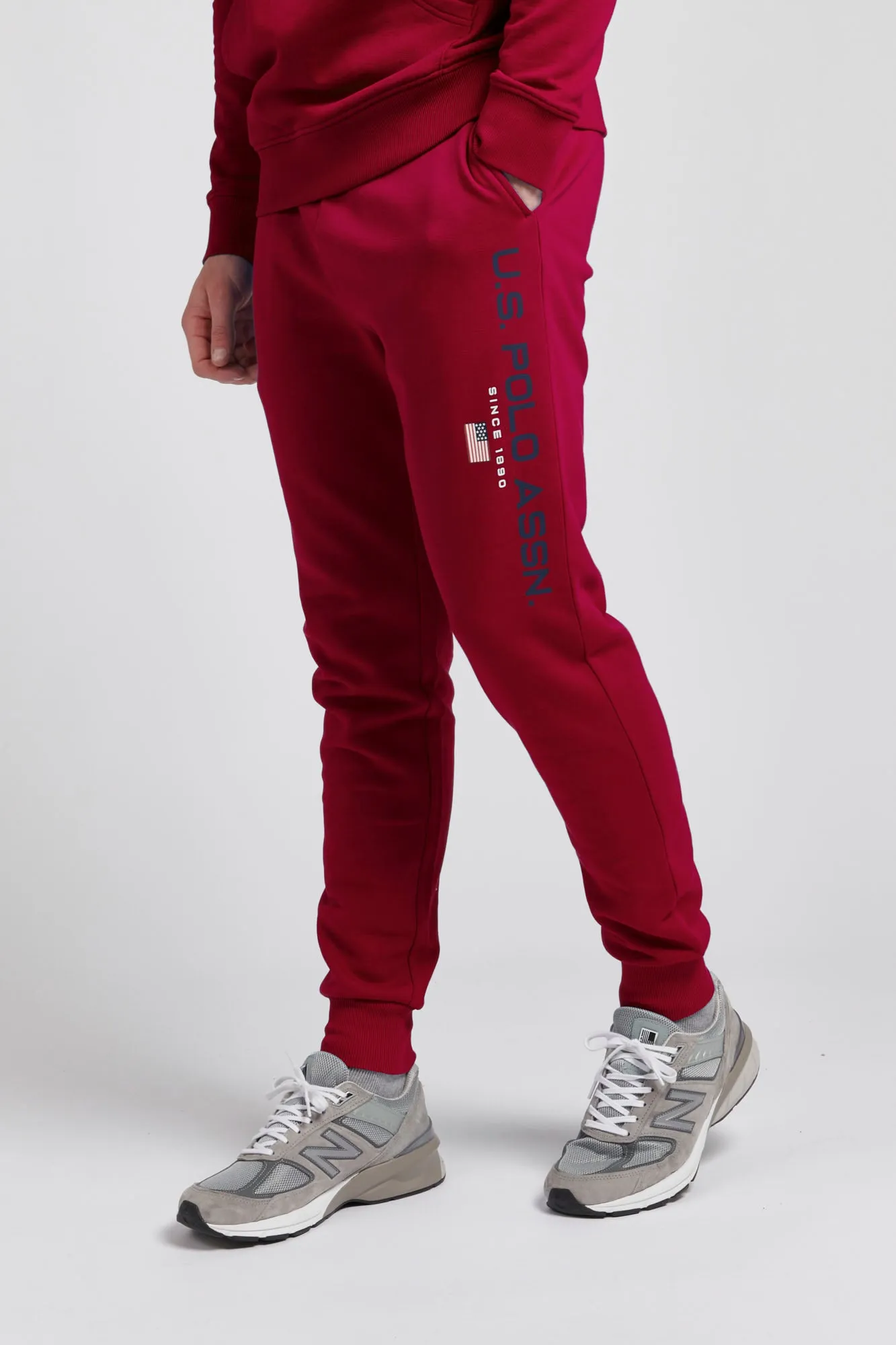 Mens Block Flag Graphic Joggers in Biking Red