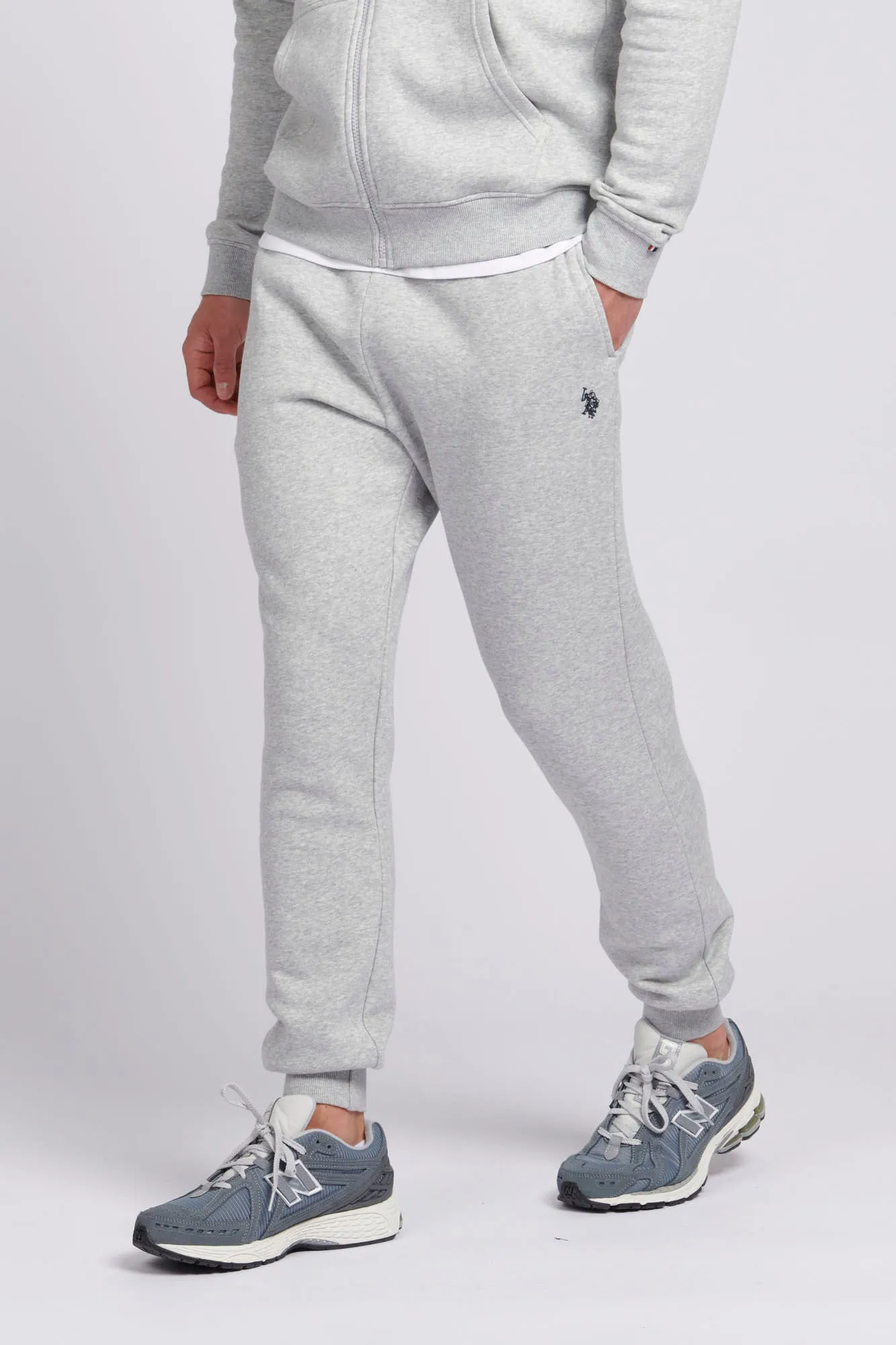 Mens Double Horsemen Joggers in Mid Grey Marl