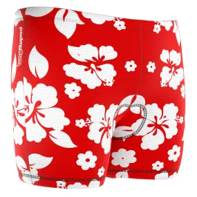 Men's Hawaiian Aloha Floral Gel Padded Cycling Underwear-Shorts