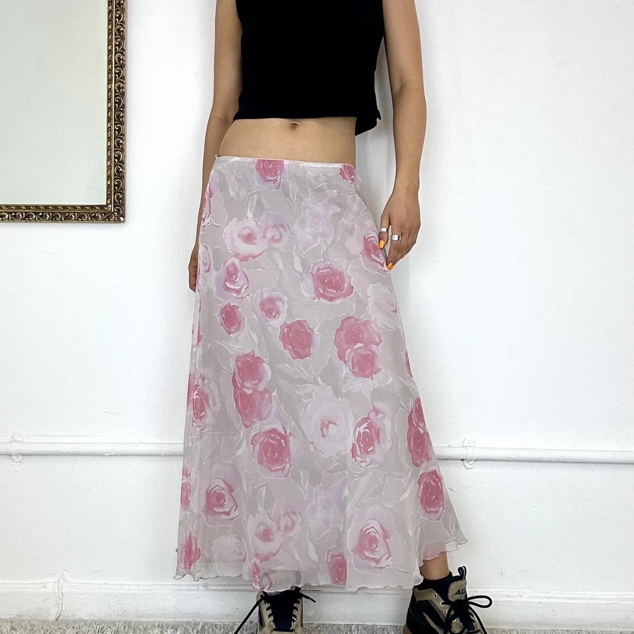 mesh maxi skirt