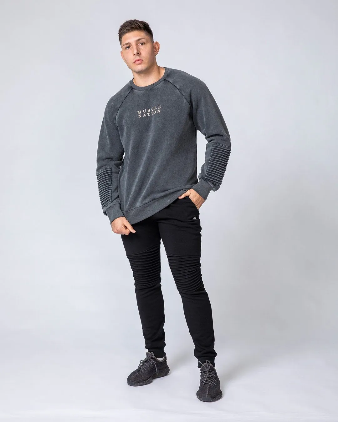 Moto Vintage Pullover - Washed Black