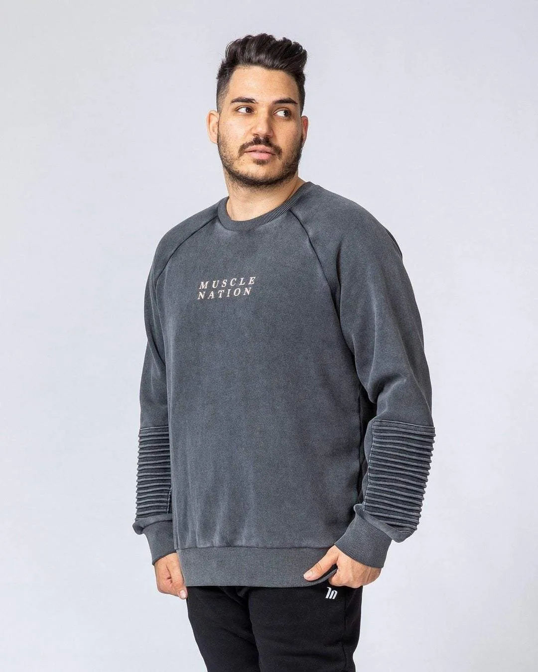 Moto Vintage Pullover - Washed Black