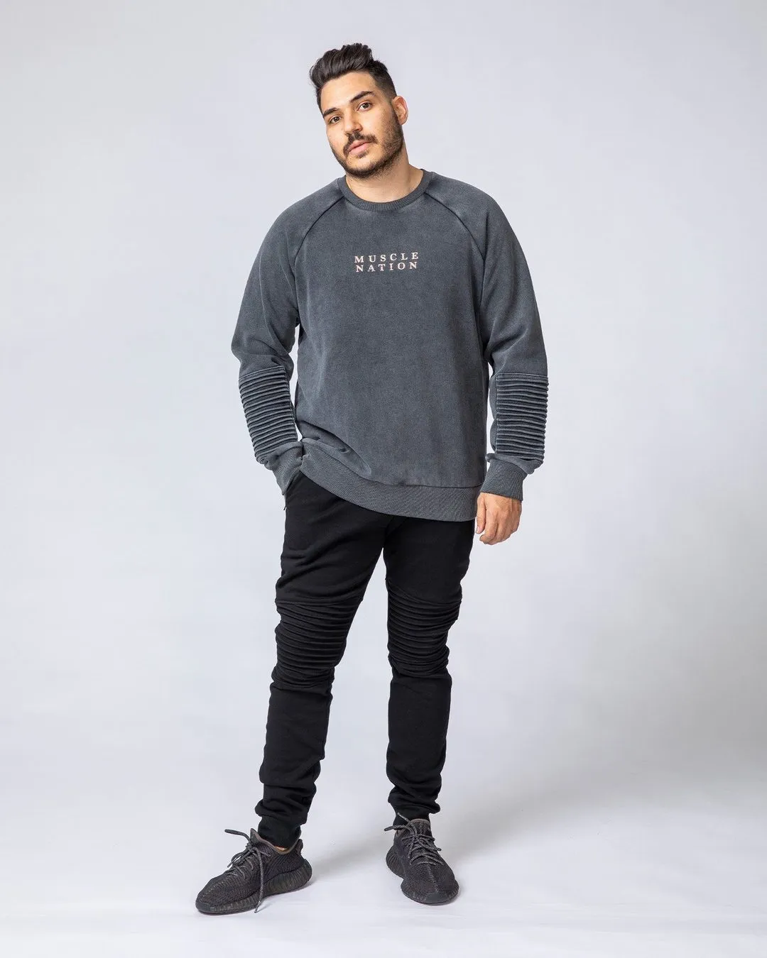 Moto Vintage Pullover - Washed Black