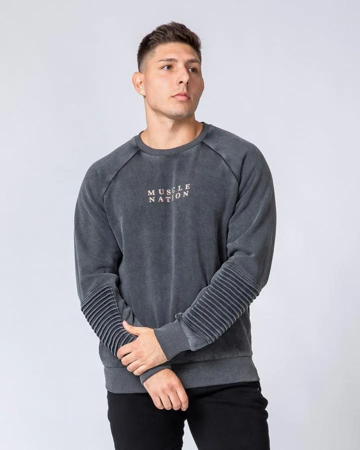 Moto Vintage Pullover - Washed Black