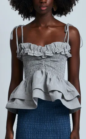 NAMIBIA TOP - GREY GINGHAM