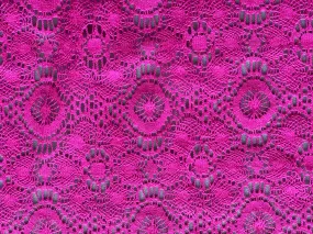 Nanette Lepore Hot Pink Floral Geometric Cotton Blend Lace Fabric