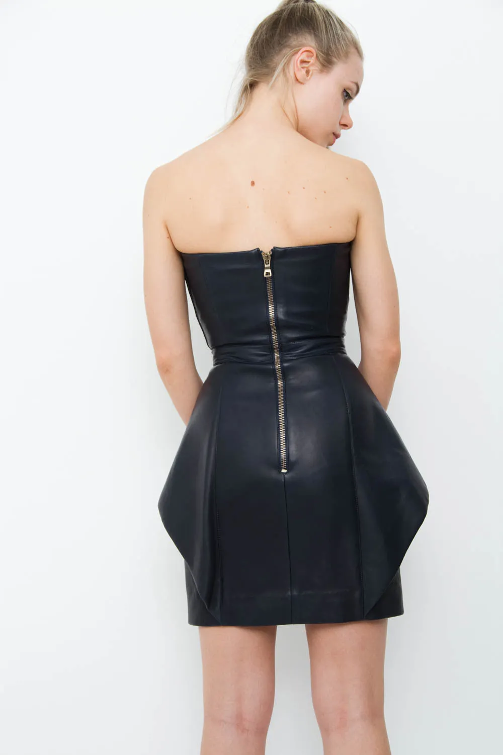 NAVY LEATHER DRESS