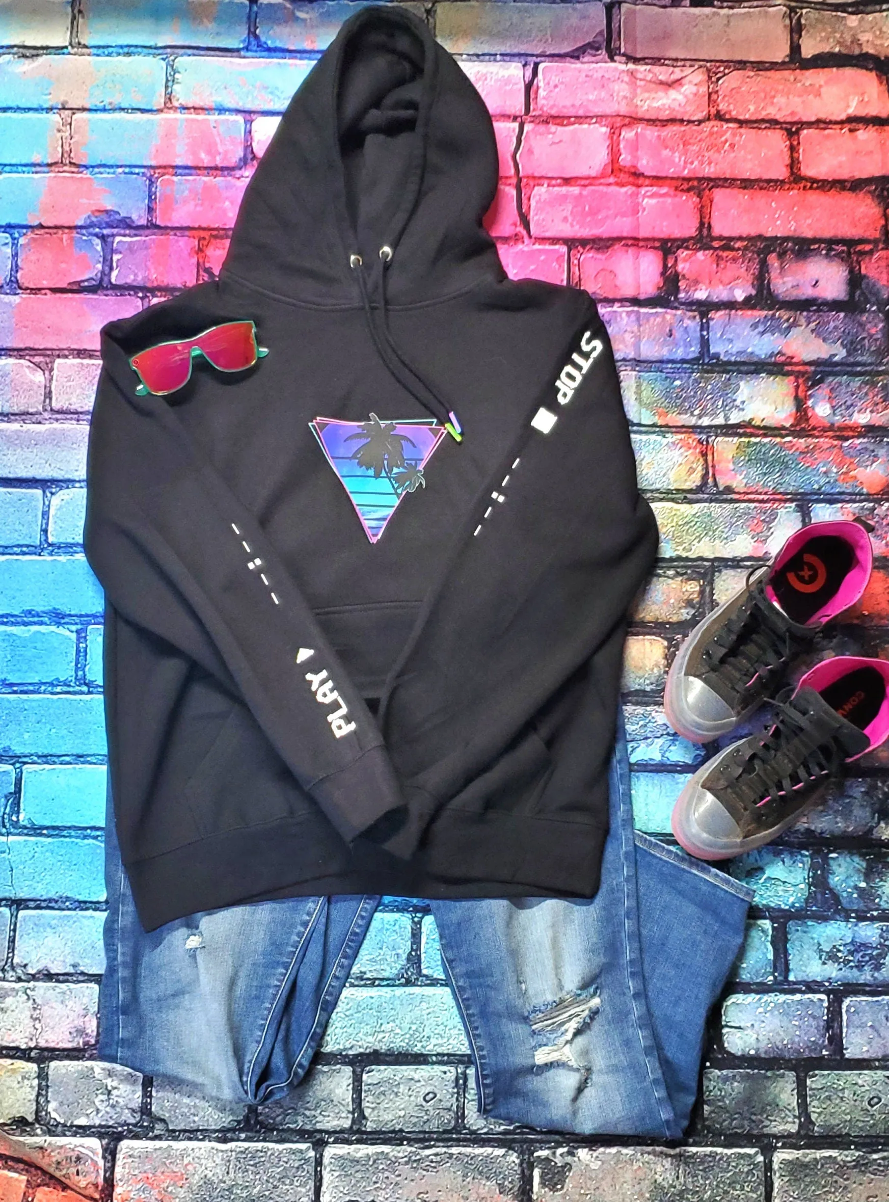 Neon Moonrise Pullover Hoodie