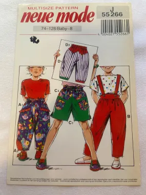 Neue Mode J55266 Pattern UNCUT Baby Shorts, Pants w/ Suspenders, Joggers ages Baby-8