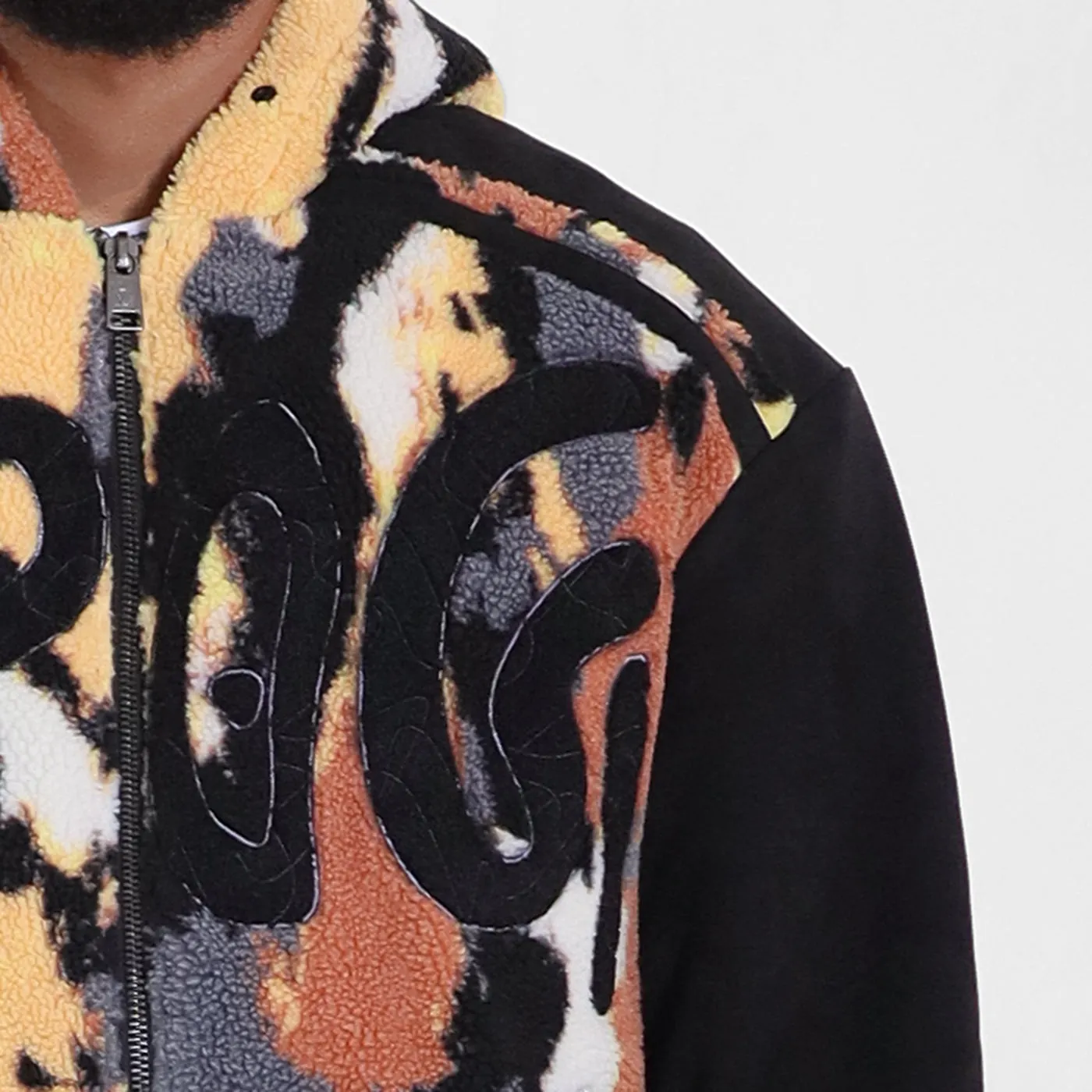 New - COOGI Intarsia Full-Zip Sherpa Hoody - Oversized