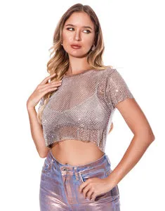 NEW!! "She's Something" Rhinestone Mesh Short Sleeve Top in 2 Colors - LIMITED EDITION!