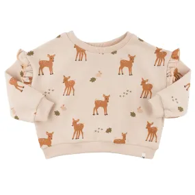 oh baby! Millie Slouch Sweatshirt - Deer Print - Pale Pink