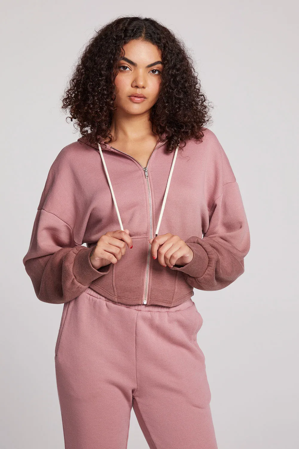 Olympic Mauve Rose/Coco Brown Dip Dye Zip Up