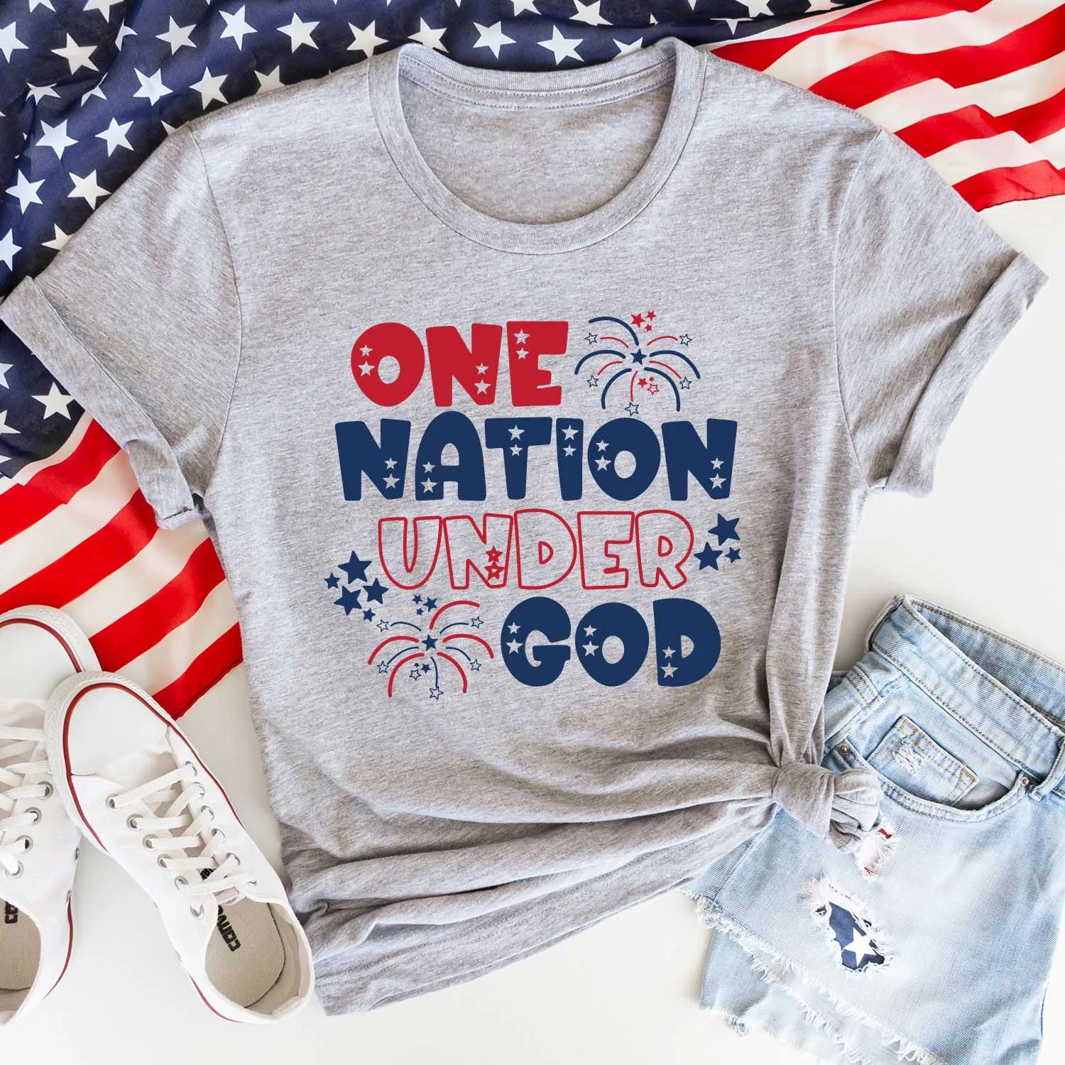 One Nation Under God Multicolor Unisex Shirt