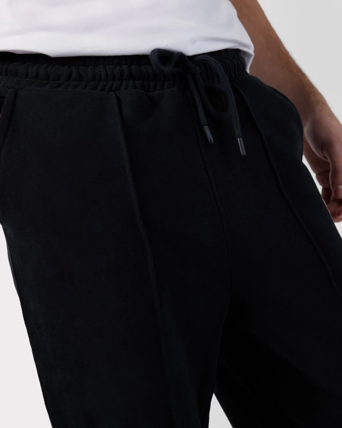 Organic Cotton Pintuck Joggers - Black