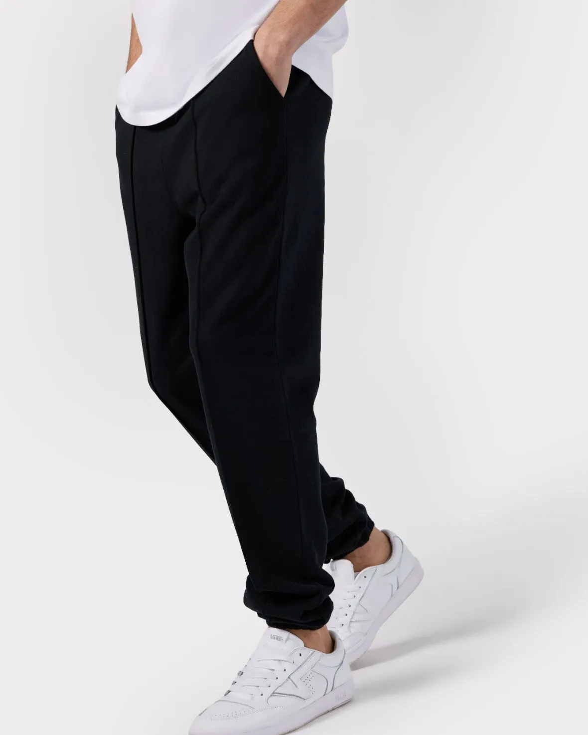 Organic Cotton Pintuck Joggers - Black