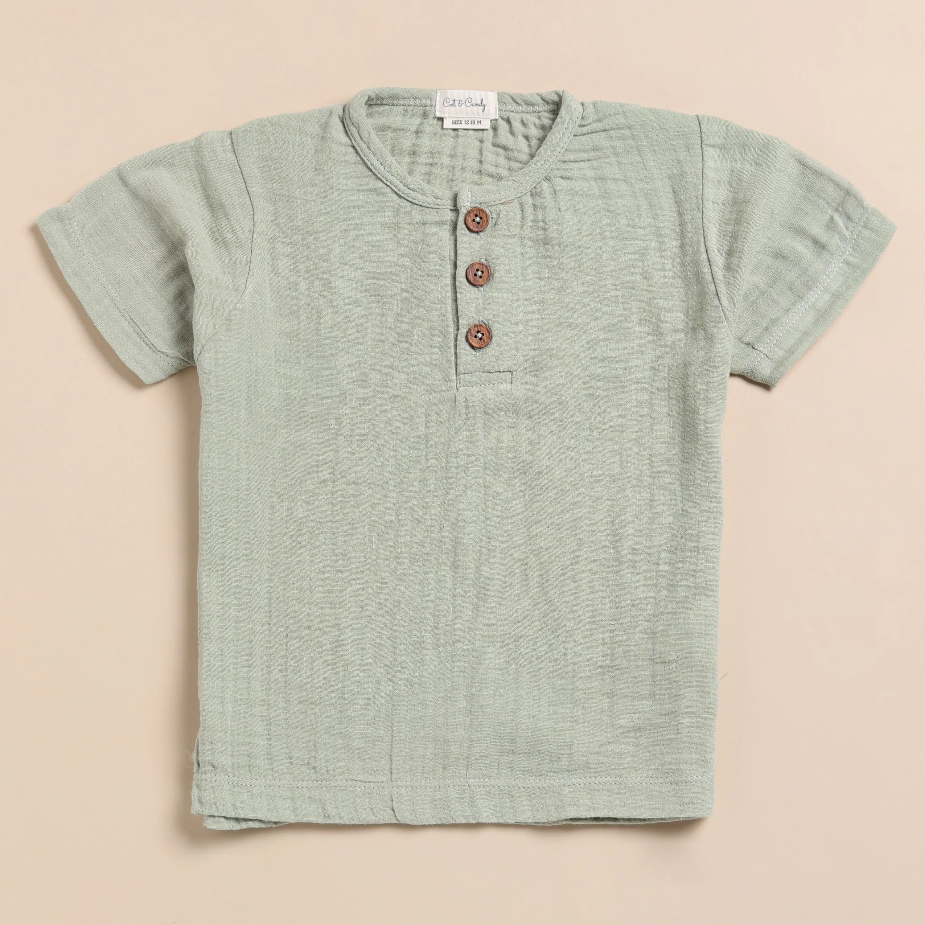 Organic Muslin Short Sleeve Henley T-Shirt