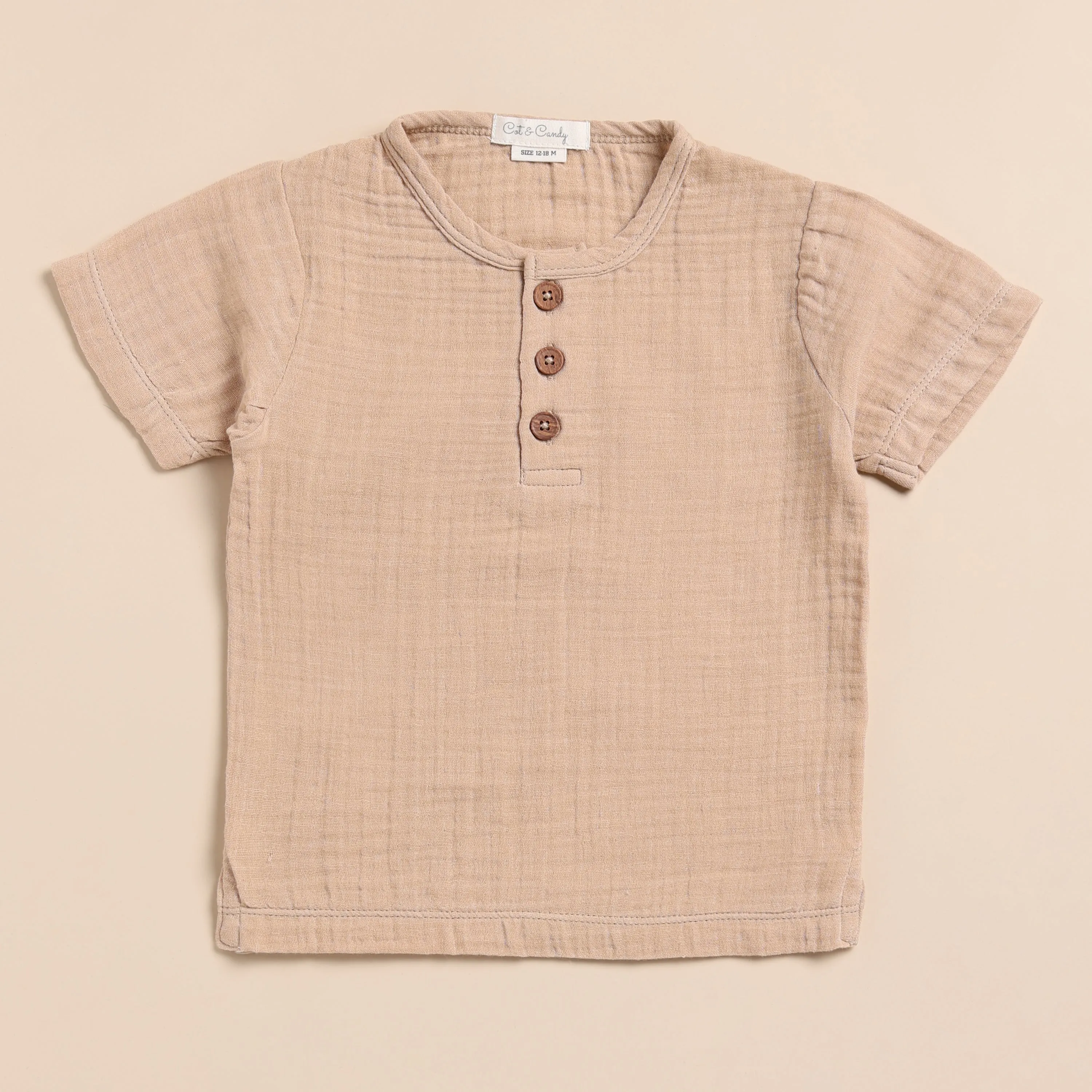 Organic Muslin Short Sleeve Henley T-Shirt