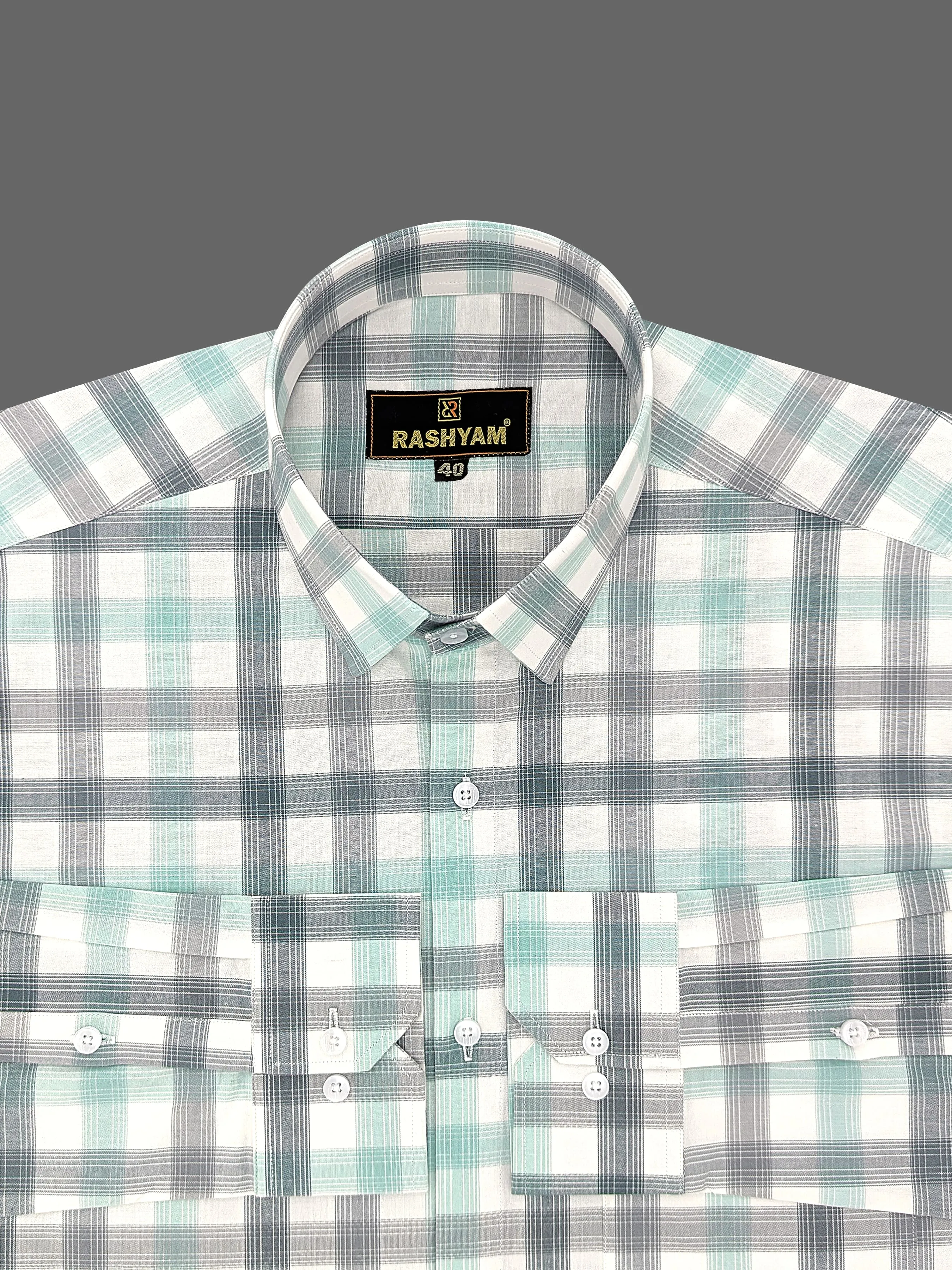 Otranto Black And Green Checks Premium Cotton Formal Shirt