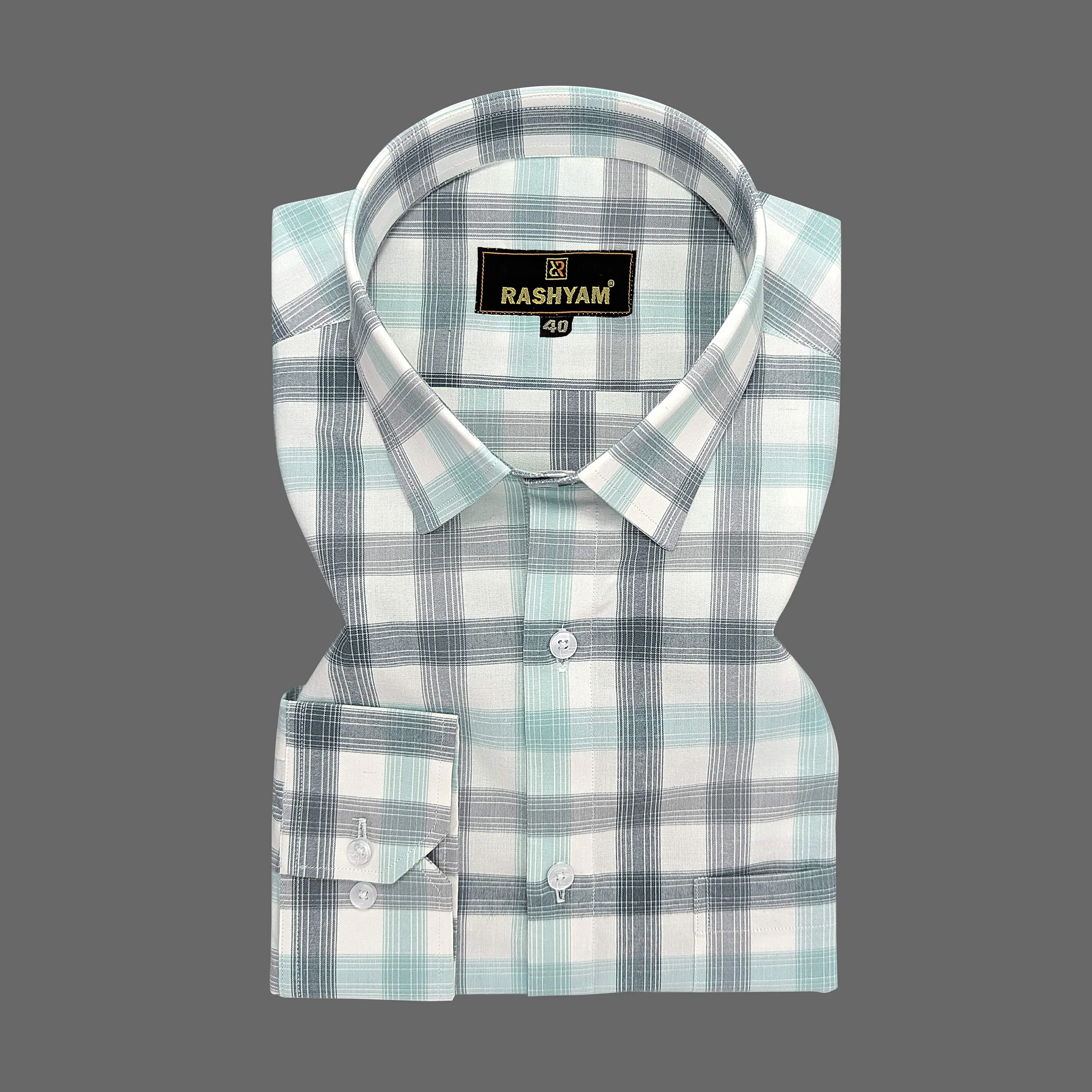 Otranto Black And Green Checks Premium Cotton Formal Shirt